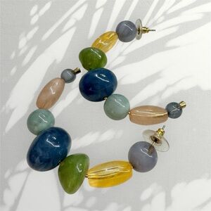 New Multicolor Beaded Hoop Earrings - Women's Fashion Jewelry